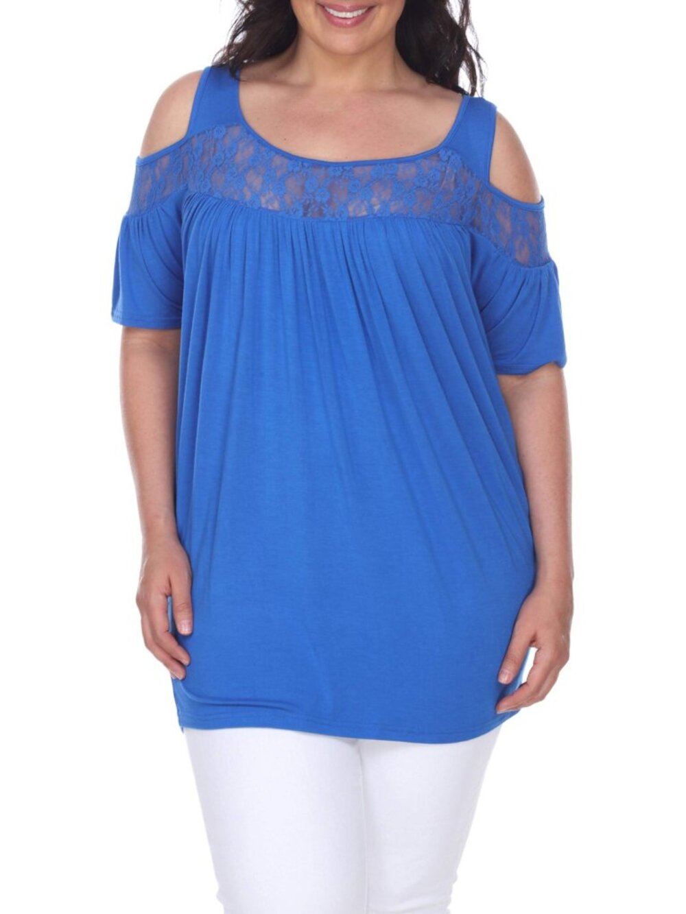 White Mark PS1204-04-2XL Plus Bexley Tunic Top in Royal Blue New With Tags